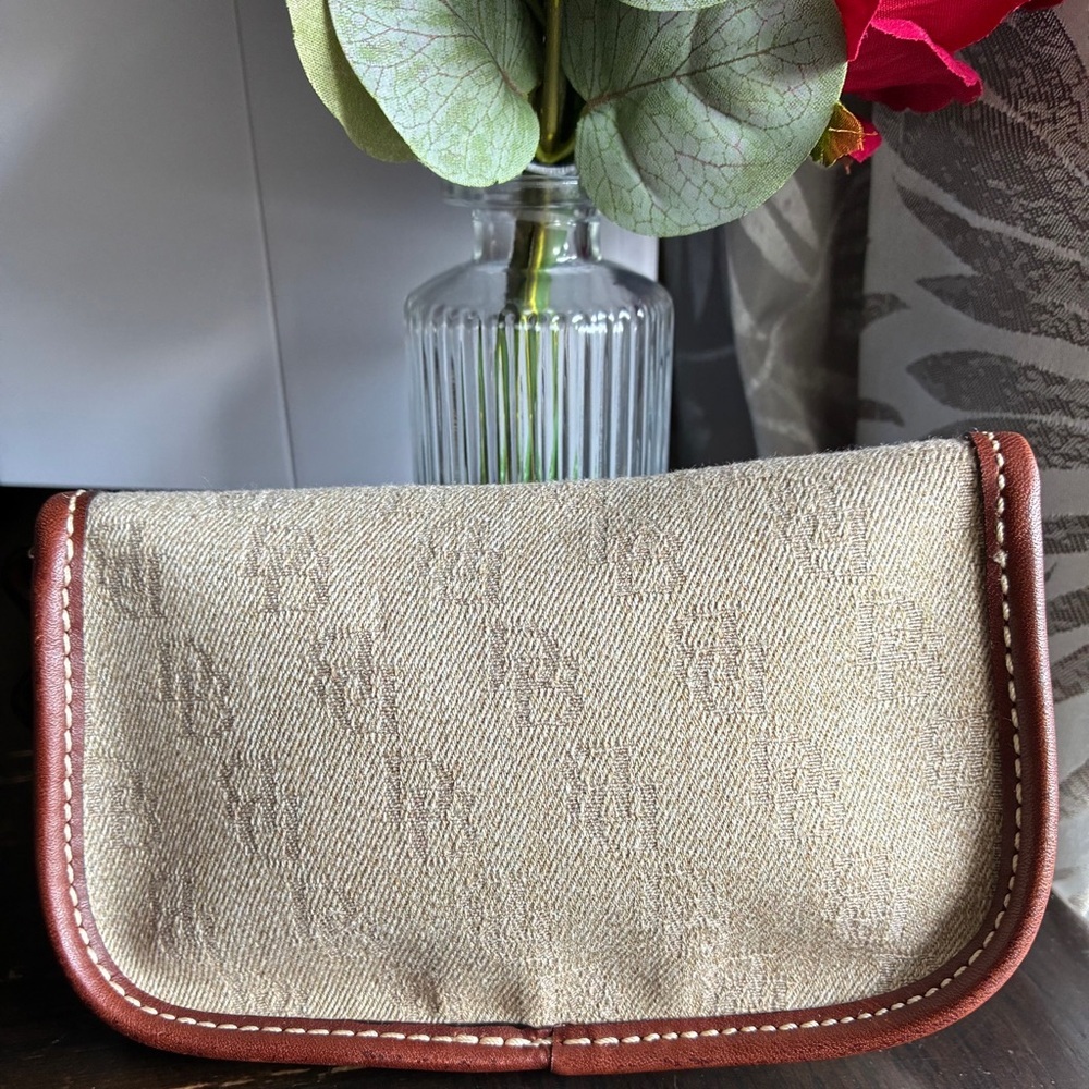 Dooney & Bourke wristlet,Canvas and Brown Leather-Trim Wristlet Clutch - Picture 2 of 10